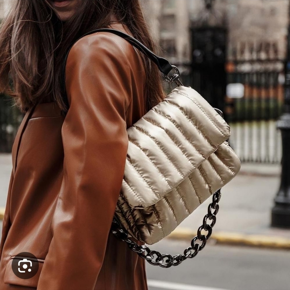 THINK ROYLN Silver Quilted Crossbody Bag